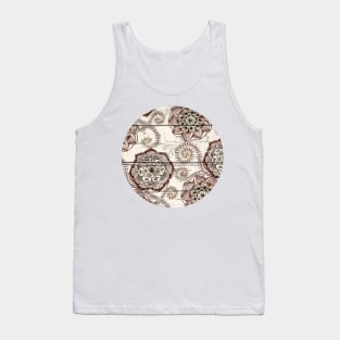 Coffee & Cocoa - brown & cream floral doodles on wood Tank Top